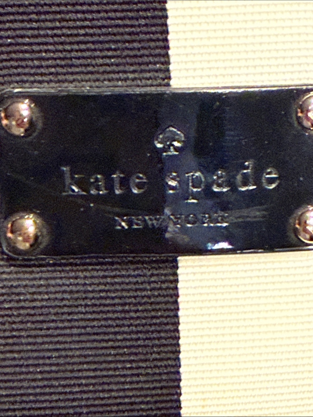 kate spade Black and Cream Geometric Tote with Logo Plaque